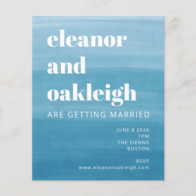 Budget Ombre Dip Dye Ocean Blue Bold Wedding (Front)