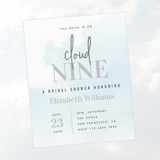 BUDGET On Cloud Nine Bridal Shower Invitation (The Bride is On Cloud Nine Bridal Shower Invitation)