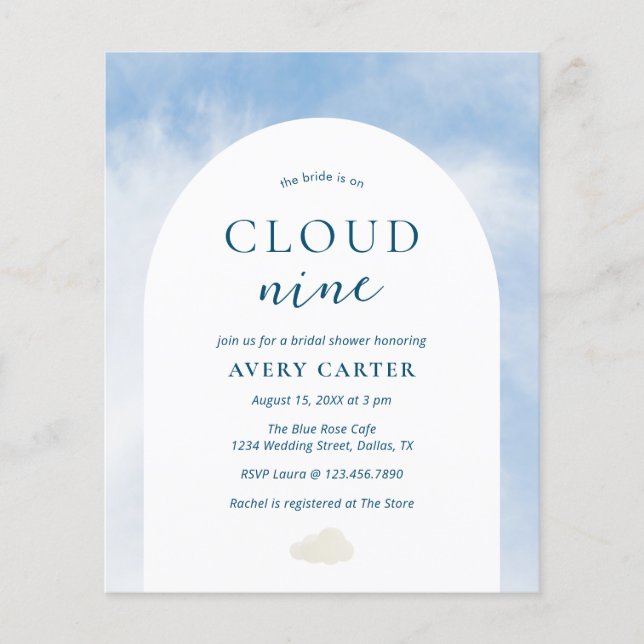 Budget On Cloud Nine Bridal Shower Invitation Flyer (Front)
