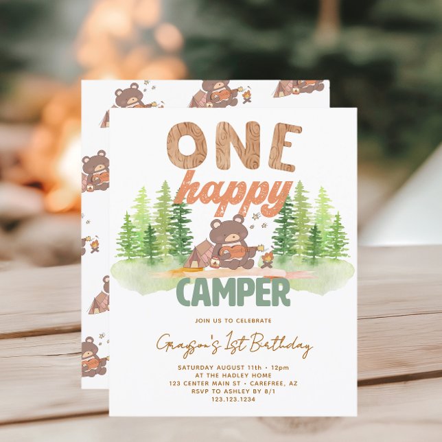 Budget One Happy Camper 1st Birthday Invitation (Creator Uploaded)