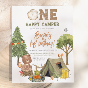 Budget One Happy Camper Wood Bear Boy 1st Birthday