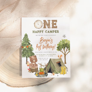 Budget One Happy Camper Wood Bear Boy 1st Birthday