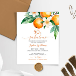 Budget Orange 50 & Fabulous Birthday Invitation
