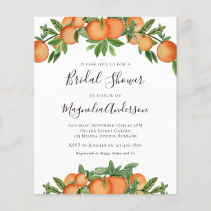 Budget Orange Citrus Bridal Shower Invitation