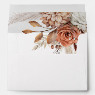 Budget Orange Floral & Pampas Wedding Invitation Envelope