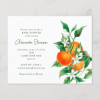 Budget Orange Fruit Cute Baby Shower Invitation