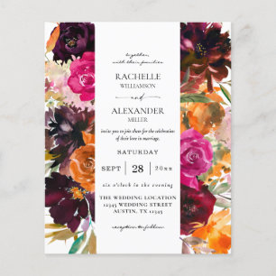 Budget Orange, Pink, Purple Fall Floral 1 Weding Flyer