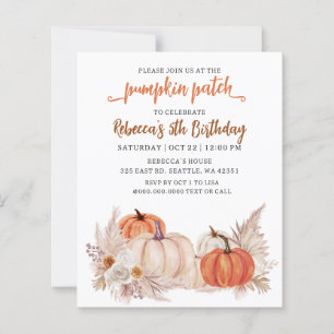 Budget Orange Pumpkin Patch Fall Birthday Invite