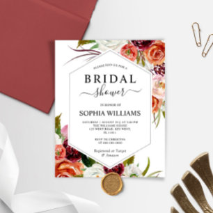 Budget Orange Rose Frame Bridal Shower Invitation