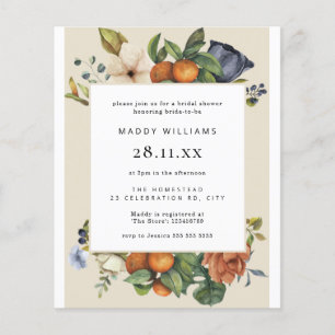 Budget Orange Summer Boho Bridal Shower Invitation