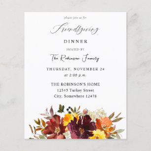 Budget Orange & Yellow Gold Floral Friendsgiving Flyer