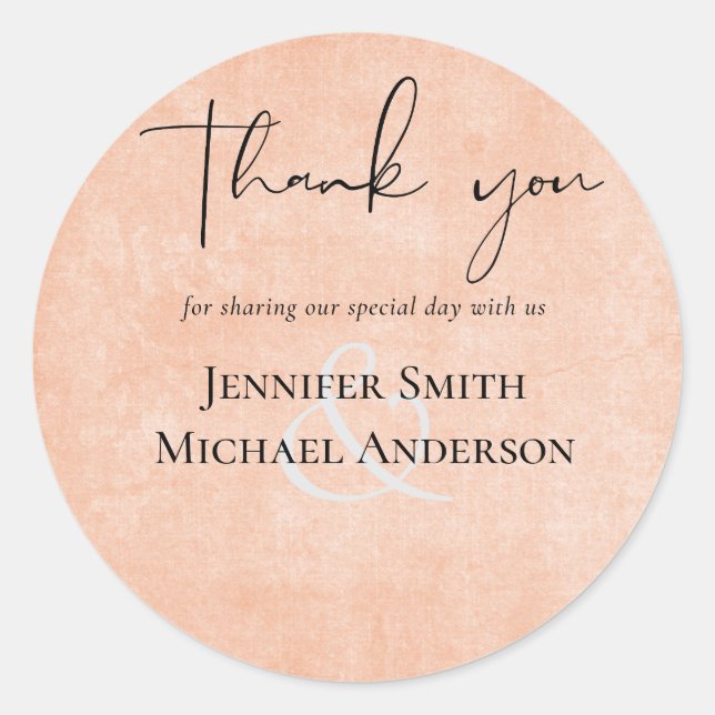 BUDGET Orange Yellow Script Wedding Classic Round Sticker (Front)