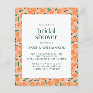 Budget Oranges Fruit Watercolor Pink Bridal Shower