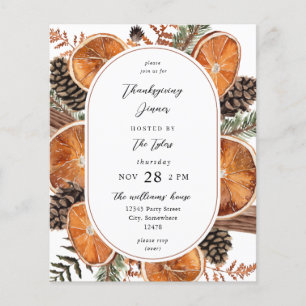 Budget Oranges Rustic Holiday Thanksgiving Dinner Flyer