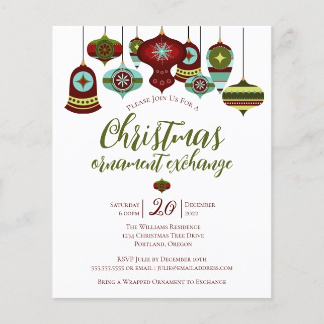 Budget Ornament Exchange Party Retro Bauble   (Front)