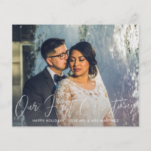 Budget Our First Christmas Photo & Blue Plaid Flyer