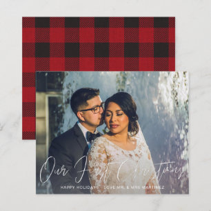 Budget Our First Christmas Photo & Red Plaid
