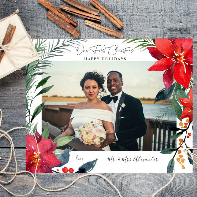 Budget Our First Christmas Poinsettia Photo Flyer (Creator Uploaded)