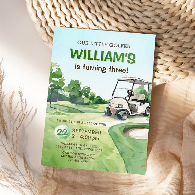 Budget Our Little Golfer Boy Golf Birthday Invitation (Creator Uploaded)