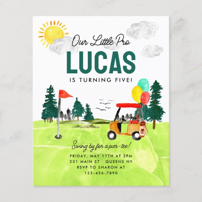 Budget Our Little Pro Par-tee Kids Golf Birthday Flyer (Front)