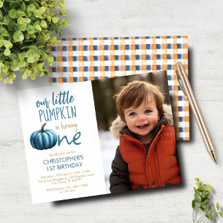 Budget Our Little Pumpkin Blue Plaid 1st Birthday