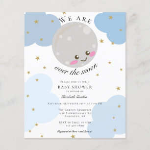 Budget Over the Moon Baby Shower Blue Cute Kawaii