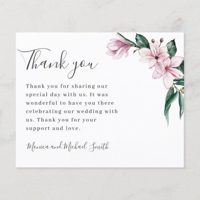 BUDGET Painted Magnolia and leaves  | THANK YOU (Front)