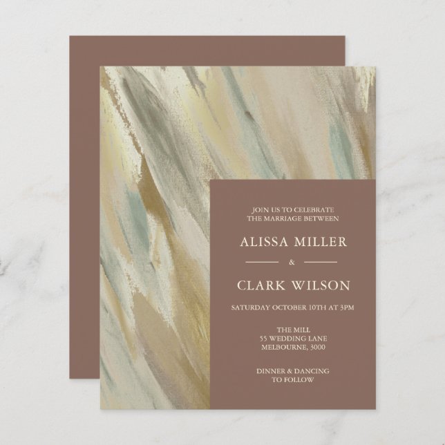 BUDGET Painterly Abstract Wedding Invitation (Front/Back)