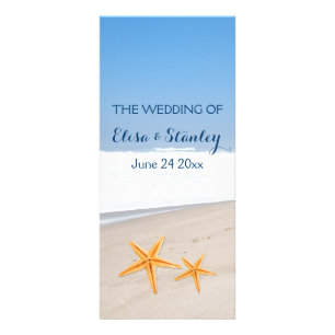 BUDGET Pair of starfish beach wedding program Rack Card