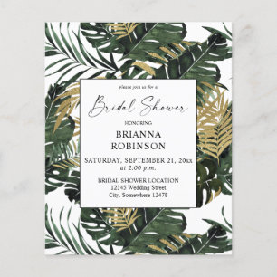 Budget Palm Leaf & Gold Bridal Shower Flyer