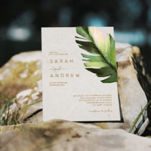Budget Palm Leaf Tropical Wedding Invitation
