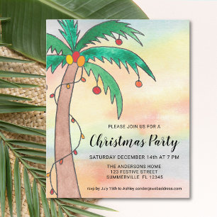 Budget Palm Tree Christmas Party Invitation