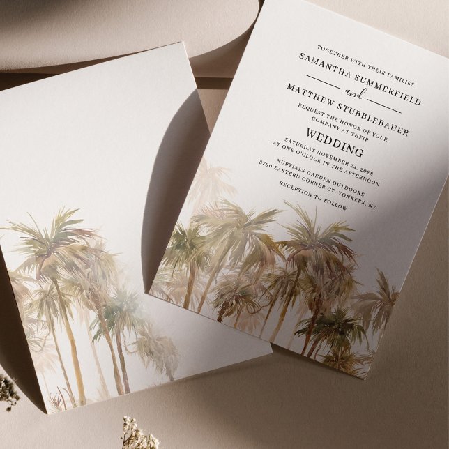 Budget Palm Trees Coastal Wedding Invitation (Creator Uploaded)