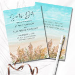 Budget Pampas Grass Beach Wedding Save the Date Card<br><div class="desc">Will you be holding your wedding ceremony in the south or perhaps on the beach? Our colourful budget Save the Date card helps you envision the scene with a boho floral arrangement of pampas grass stalks in shades of gold, rose gold, and green set on a sandy beach. The "Save...</div>