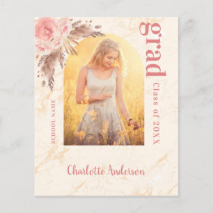 Budget pampas grass blush graduation thank you