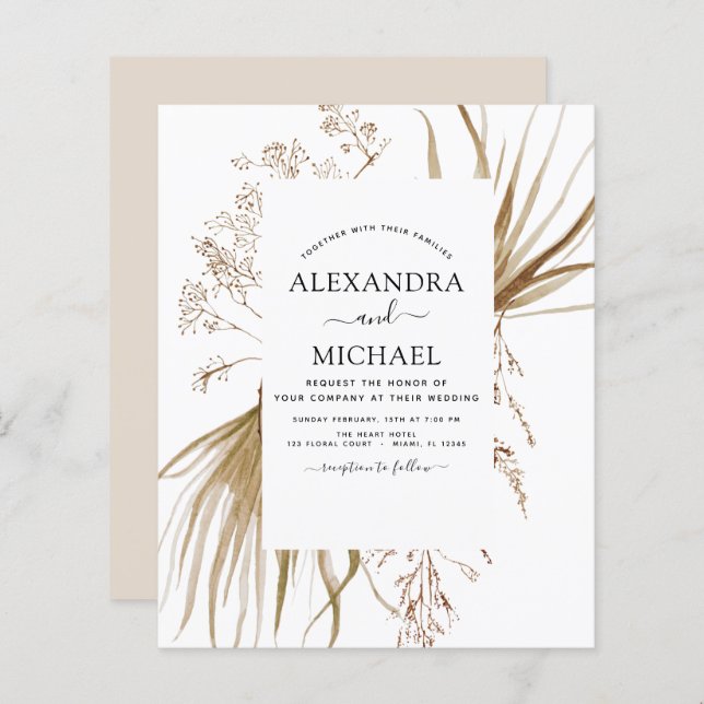 Budget Pampas Grass Bohemian Boho Wedding (Front/Back)