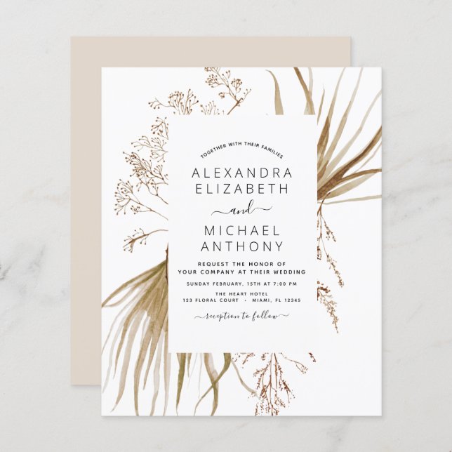 Budget Pampas Grass Bohemian Boho Wedding (Front/Back)