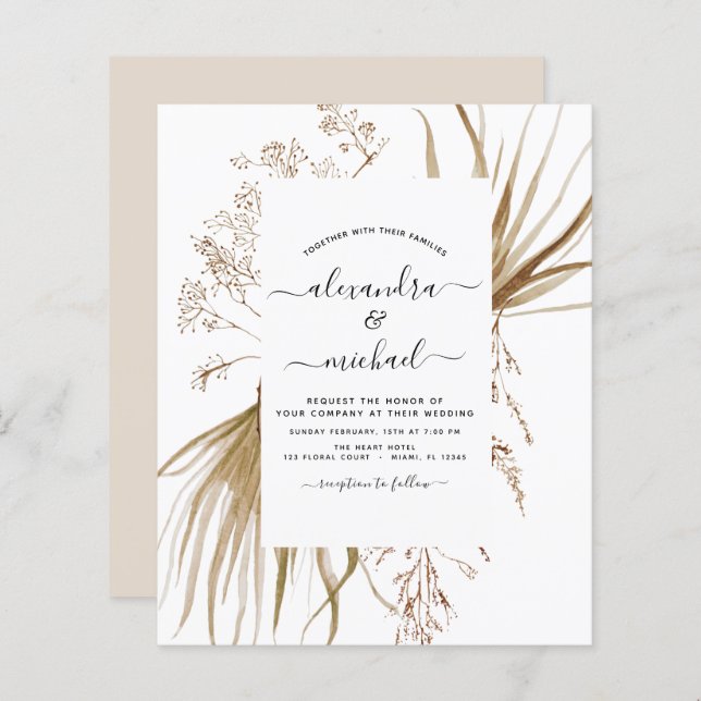 Budget Pampas Grass Bohemian Boho Wedding (Front/Back)
