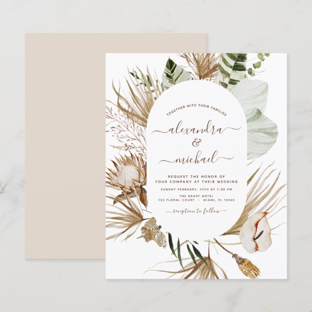 Budget Pampas Grass Bohemian Eucalyptus Wedding  (Front/Back)