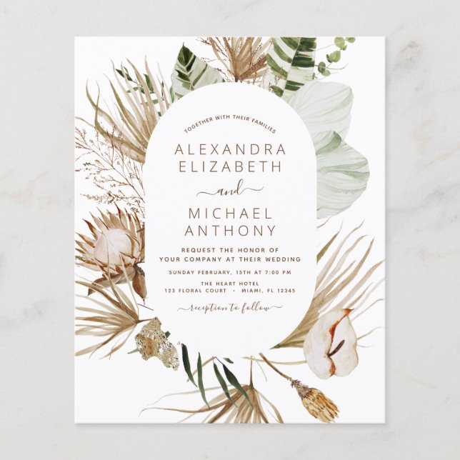 Budget Pampas Grass Bohemian Eucalyptus Wedding  F Flyer (Front)