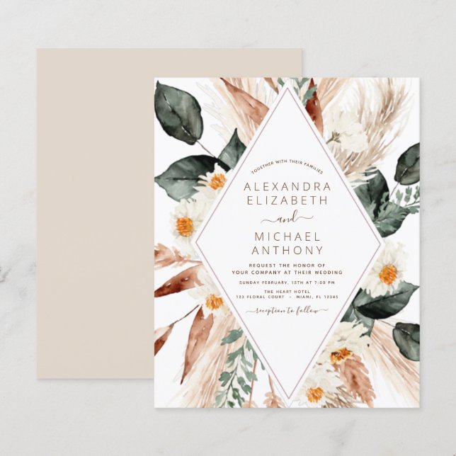 Budget Pampas Grass Boho Eucalyptus Wedding (Front/Back)