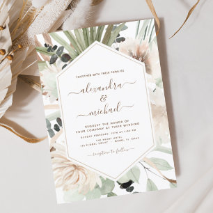 Budget Pampas Grass Boho Eucalyptus Wedding Flyer