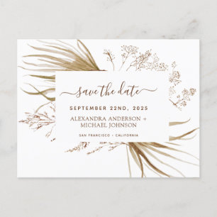 Budget Pampas Grass Boho Save the Date Postcard