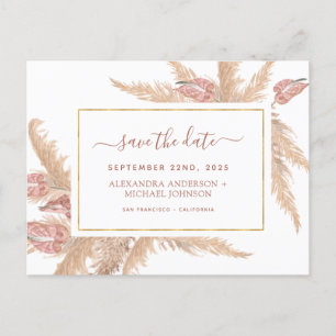 Budget Pampas Grass Boho Save the Date Postcard