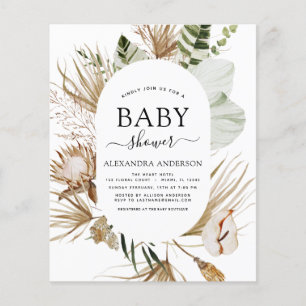 Budget Pampas Grass Boho Tropical Baby Shower Flyer