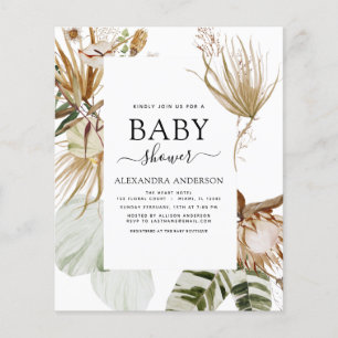 Budget Pampas Grass Boho Tropical Baby Shower Flyer