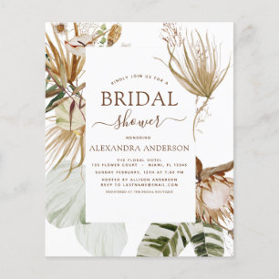 Budget Pampas Grass Boho Tropical Bridal Shower Fl Flyer