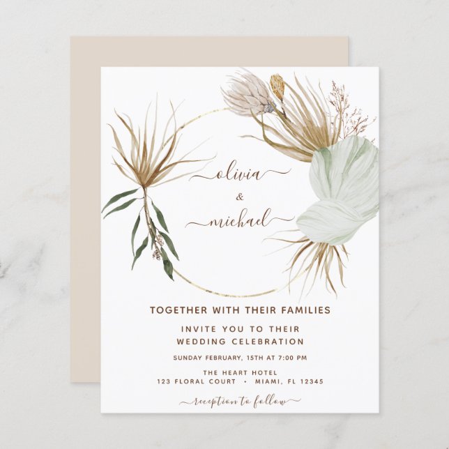 Budget Pampas Grass Boho Tropical Wedding (Front/Back)
