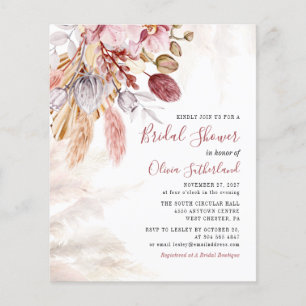 Budget Pampas Grass Botanical Script Bridal Shower