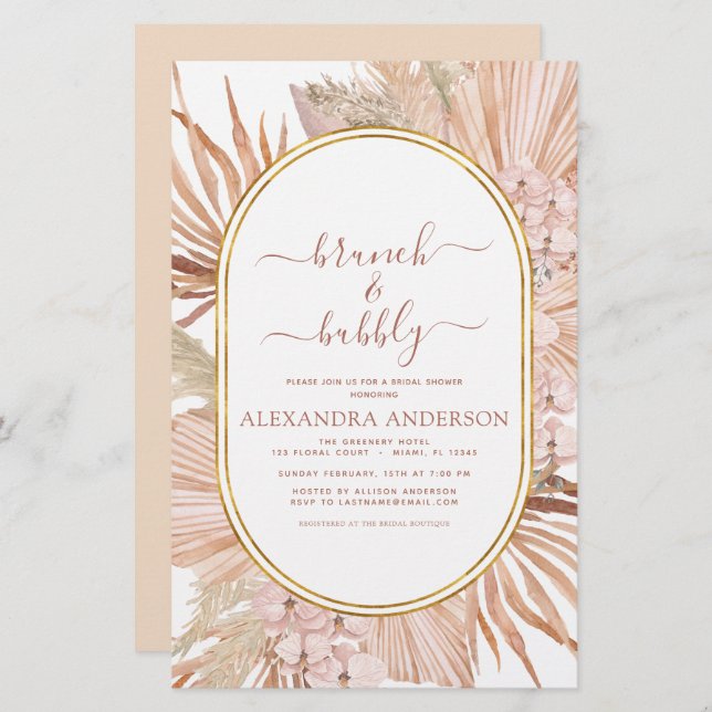 Budget Pampas Grass Bridal Shower Bohemian Boho (Front/Back)